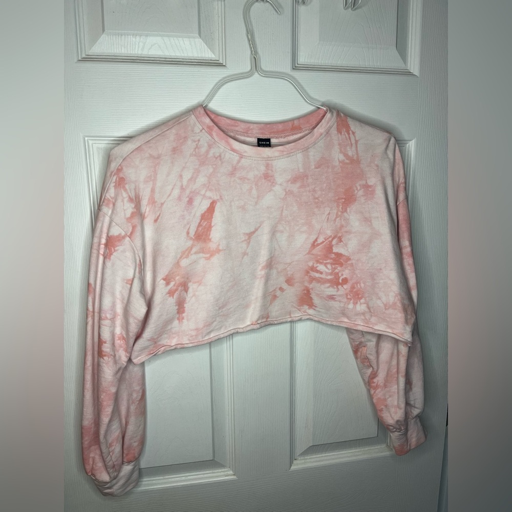 SHEIN Tie Dye Crop Long Sleeve Tee